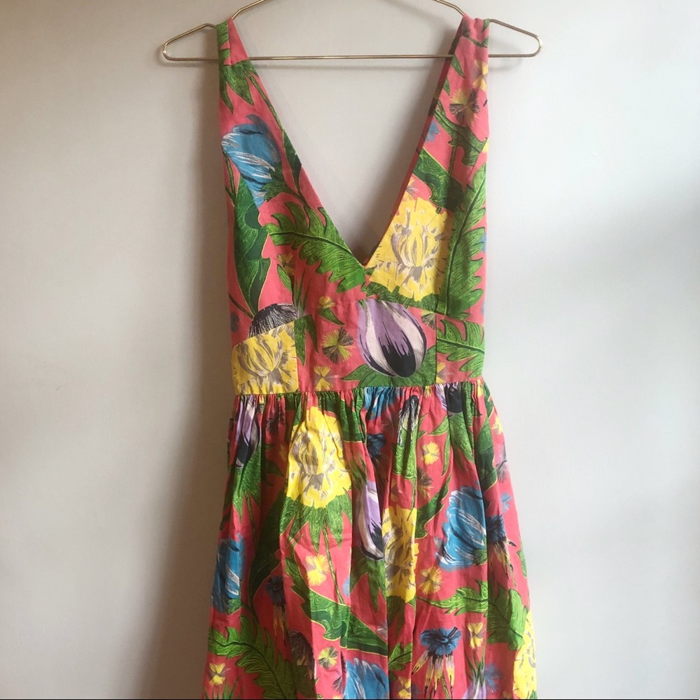 French Connection pink floral sundress tie back